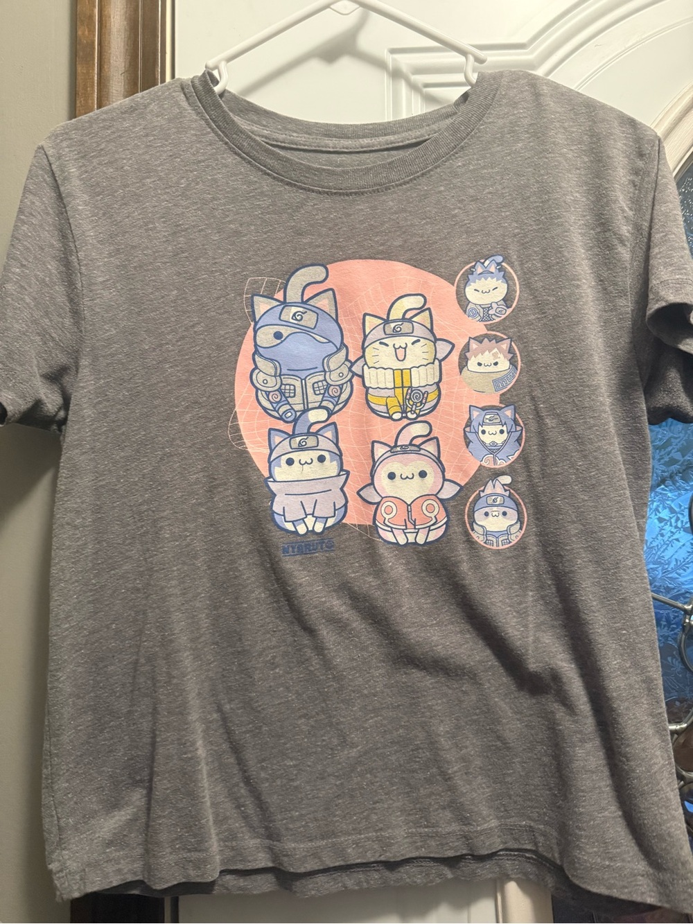 Naruto Gray Graphic Cat Character Tee
